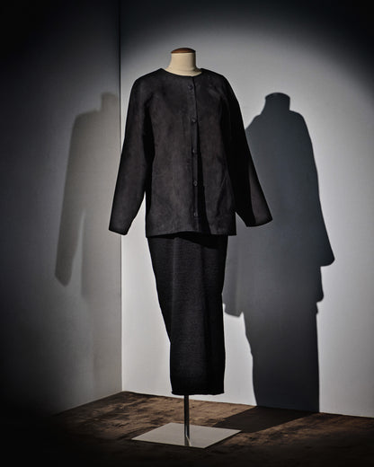 Suede Box Jacket in Black