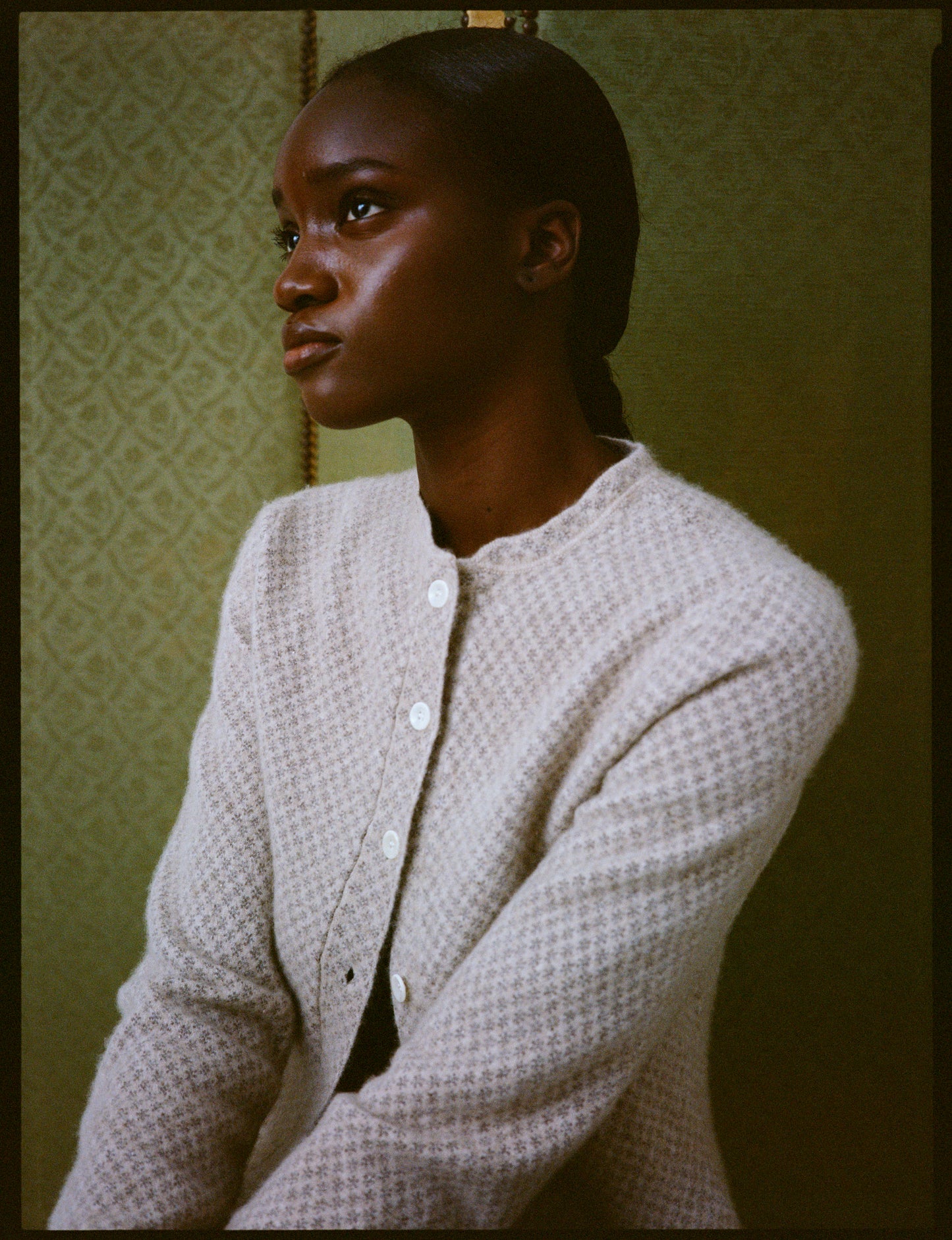 Pointelle Fitted Jacket in Beige