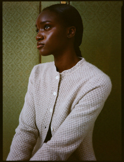 Pointelle Fitted Jacket in Beige