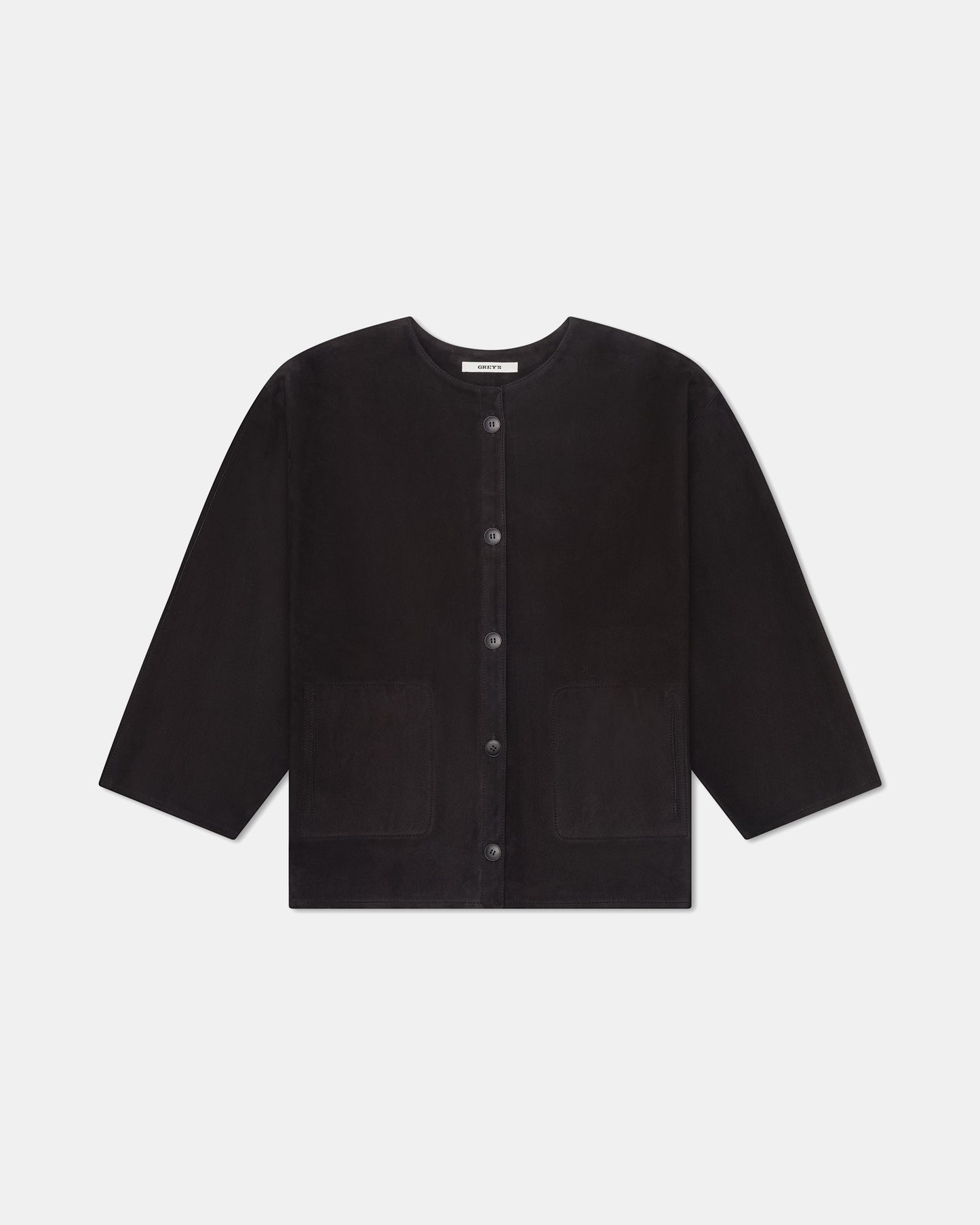 Suede Box Jacket in Black