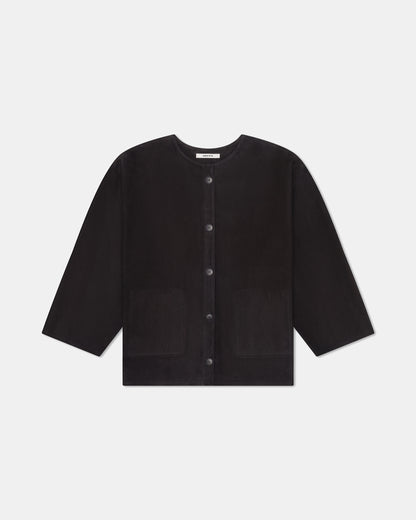 Suede Box Jacket in Black