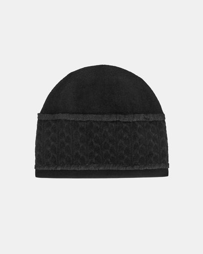 Knit Leaves Hat in Black