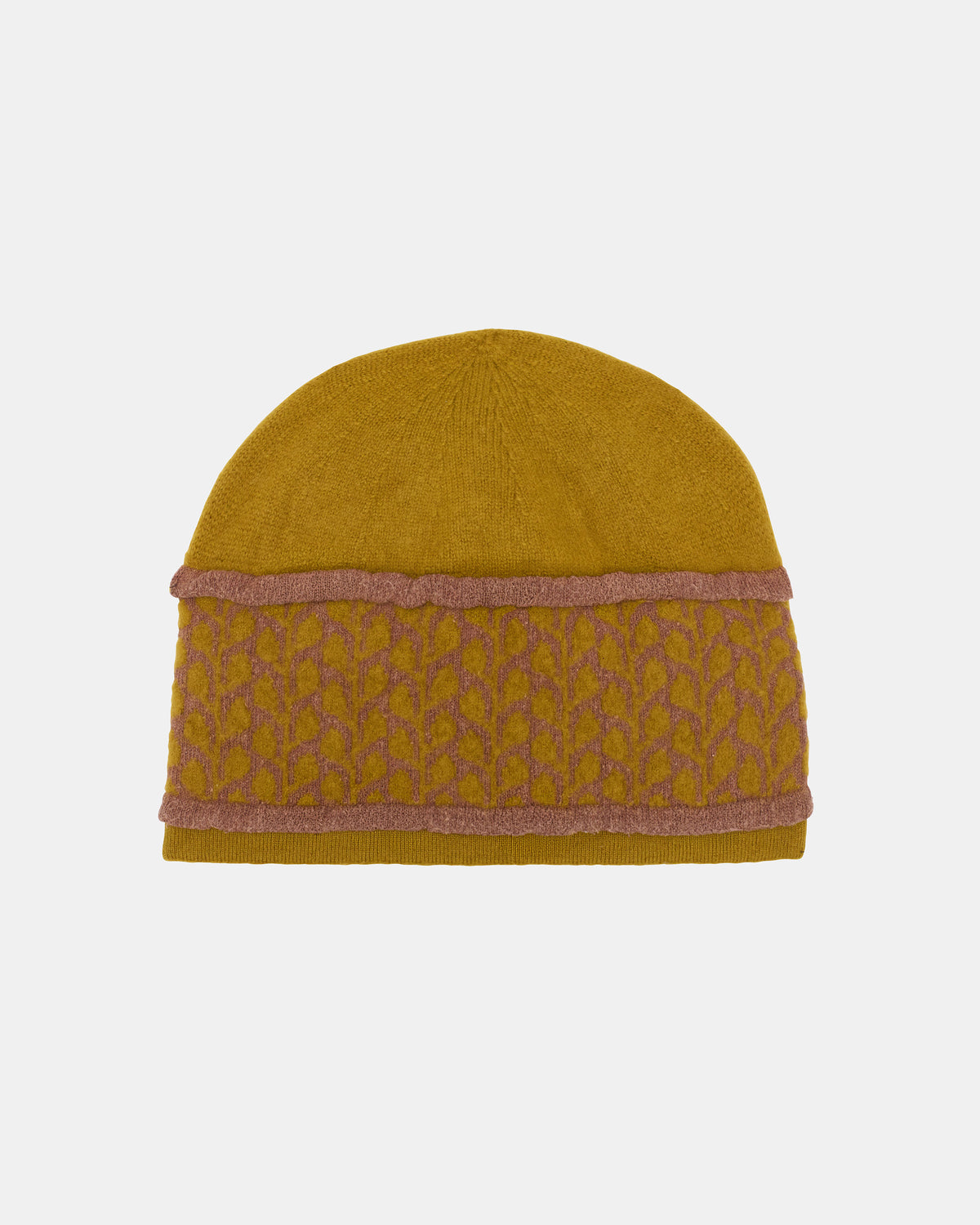 Knit Leaves Hat in Mustard