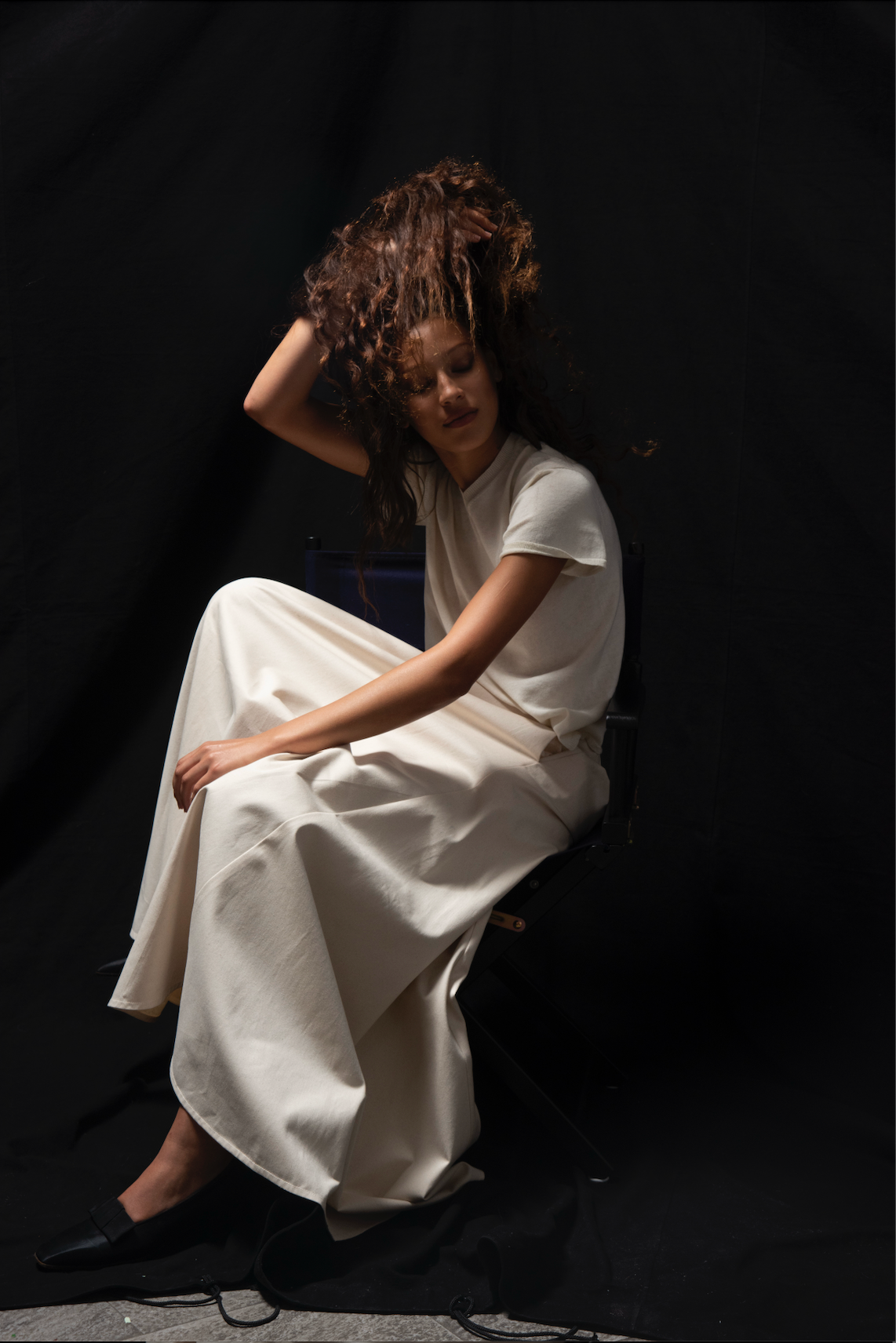 Cotton Canvas Evening Skirt in Natural