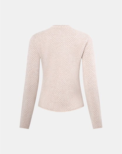 Pointelle Fitted Jacket in Beige