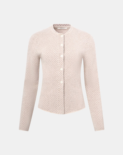 Pointelle Fitted Jacket in Beige