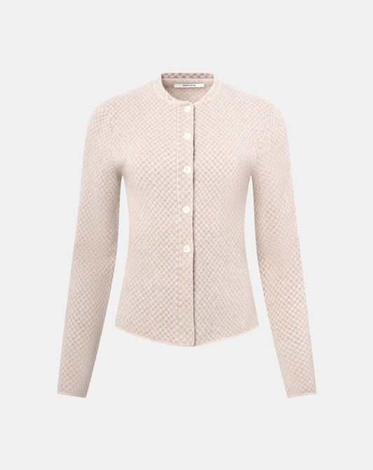Pointelle Fitted Jacket in Beige