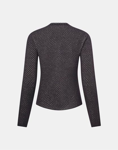 Pointelle Fitted Jacket in Black