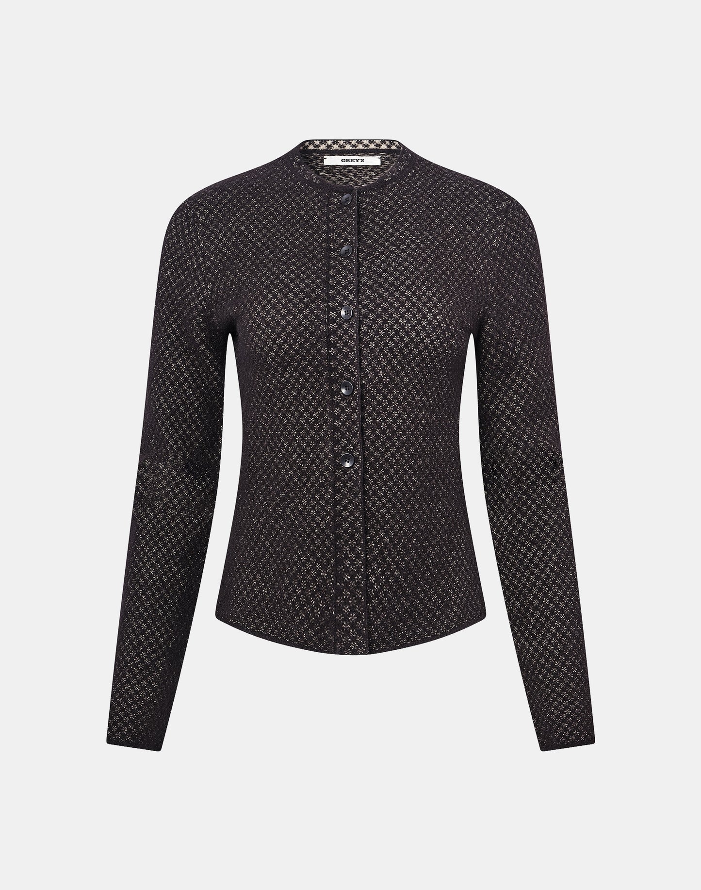 Pointelle Fitted Jacket in Black